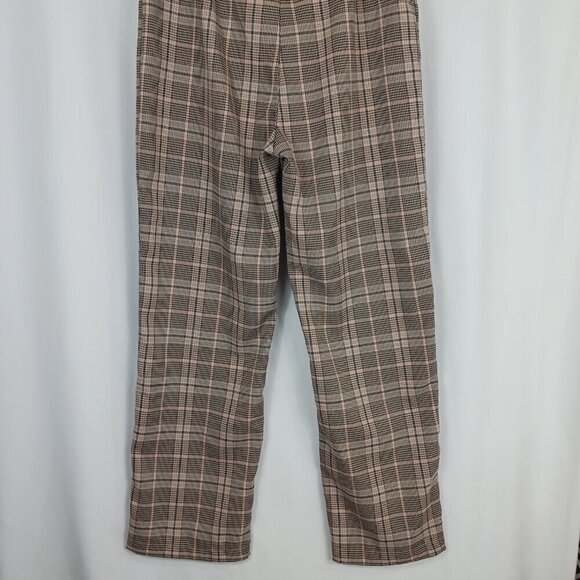 LULU'S Making a Statement Pink Multi Plaid Tie-Front Trouser Pants Women's Sz.L - Picture 6 of 7